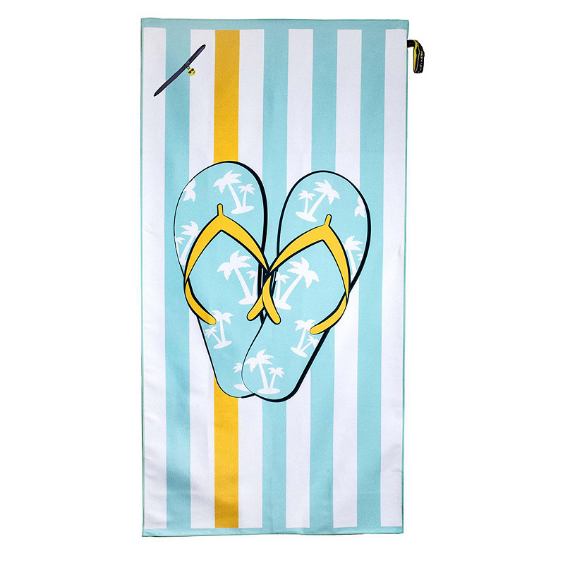 High Performance Large, Light Blue Sandals Beach Towel With Pocket. Image