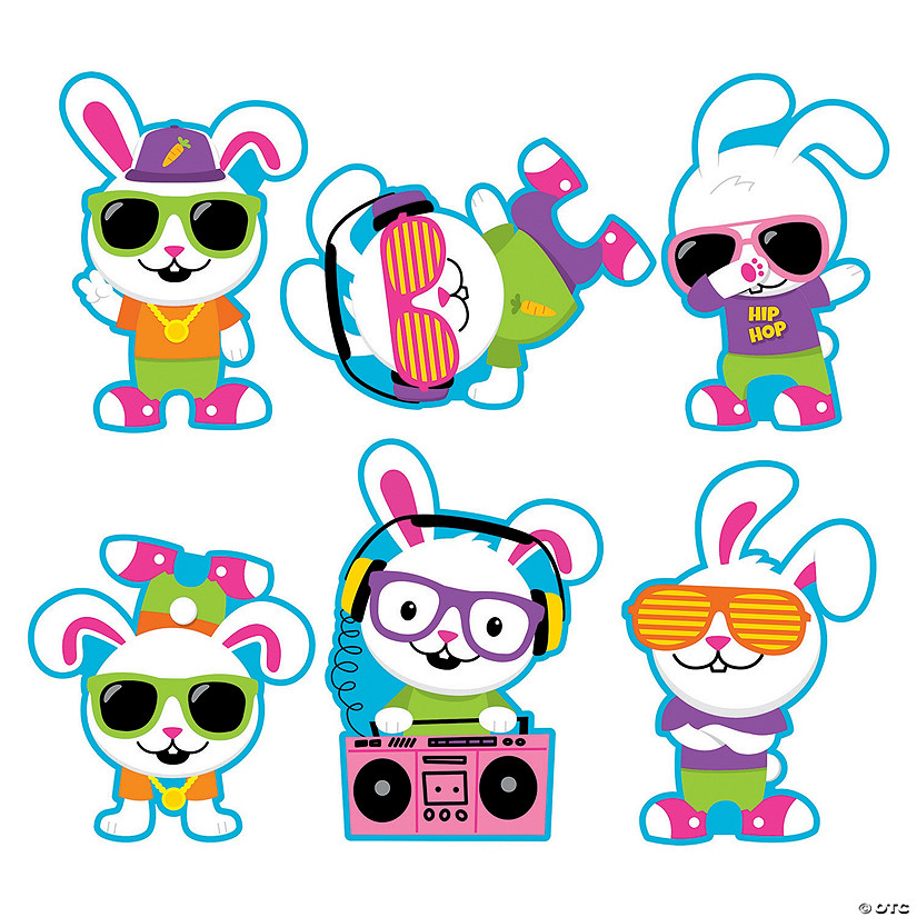 Hip Hop Bunny Cutouts - 6 Pc. Image