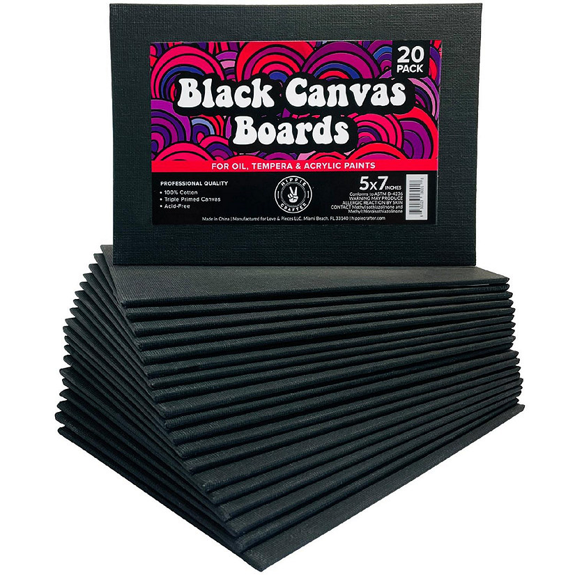 Hippie Crafter 20 Pk Black Canvas Boards Image