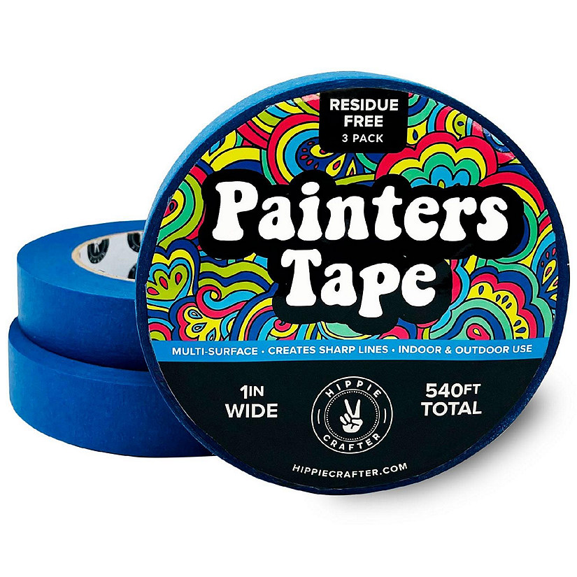 Hippie Crafter Blue Painters Tape 1 inch Wide 3 Pack Blue Tape for Painting 1 Thick x 60 yds Masking Tape 1 inch Wide Removable Bulk Paint Tape for