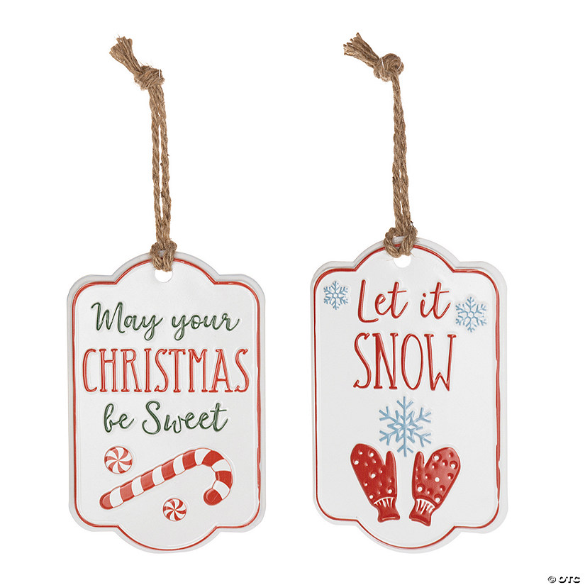 Holiday Sentiment Tag Ornament (Set Of 12) 5.5"L X 8.5"H Iron Image