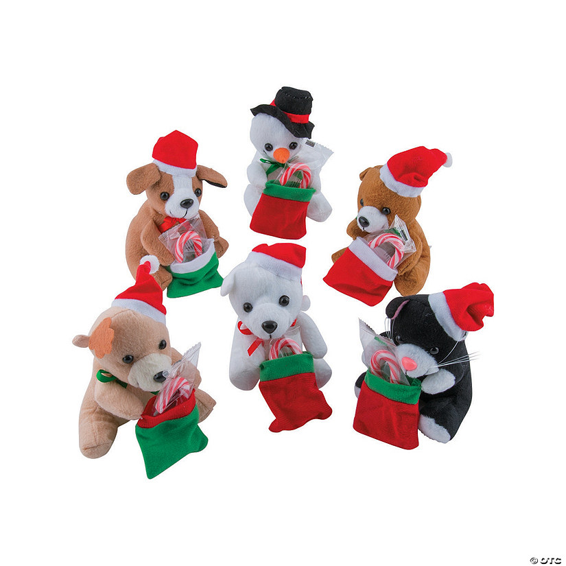 Holiday Stuffed Characters with Candy Canes 12 Pc. Discontinued