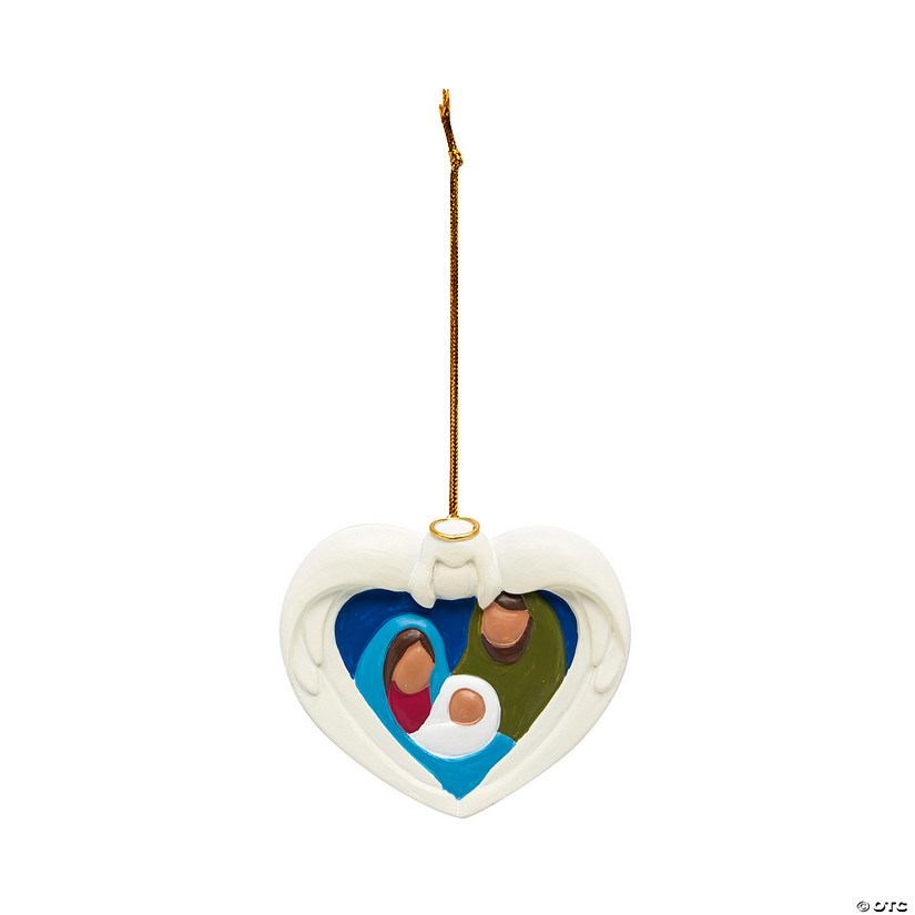 Holy Family Heart Resin Christmas Ornaments - 12 Pc. Image