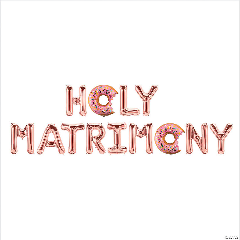 Holy Matrimony Donut Rose Gold 34" - 36" Mylar Balloon Kit - 13 Pc. Image