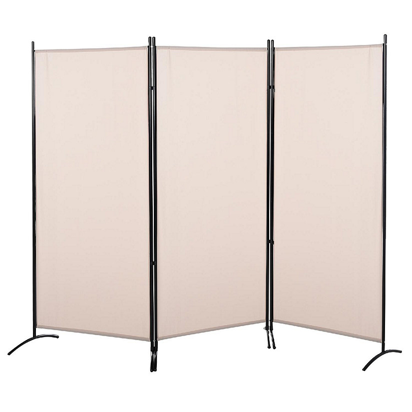 HOMCOM 3 Panel Folding Screen Room Divider Privacy Separator Partition for Indoor Bedroom Office Outdoor Patio 100" x 72" Beige Image