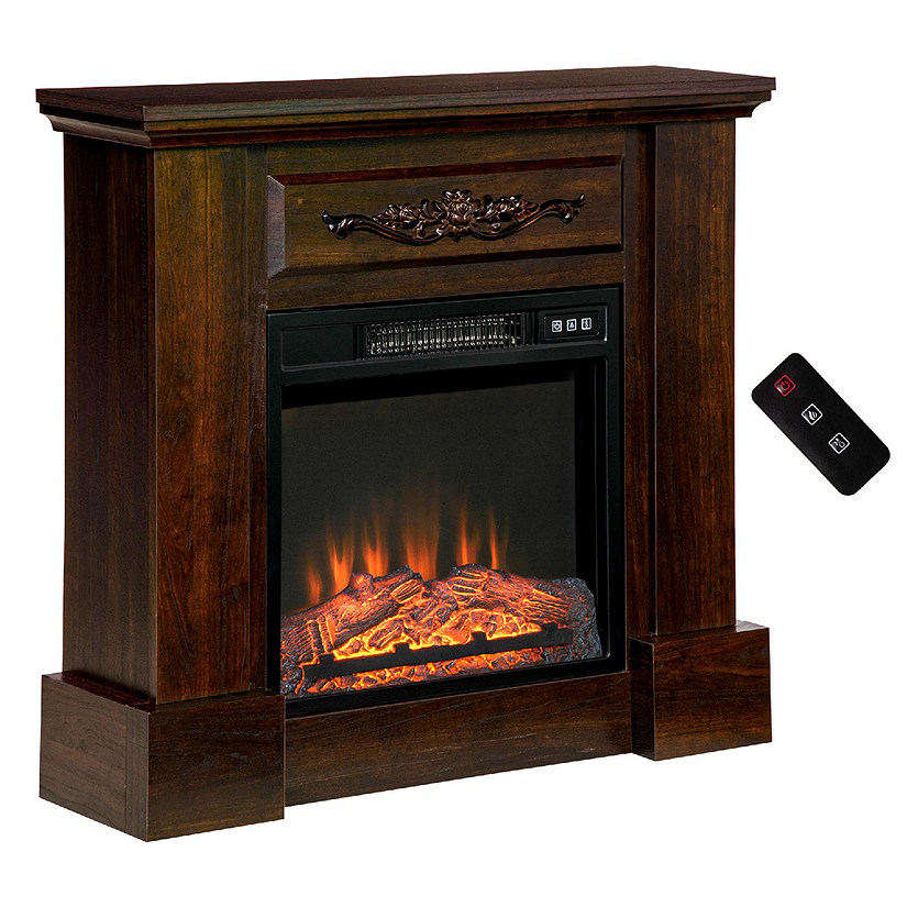 32" Electric Fireplace with Mantel Freestanding Heater with LED