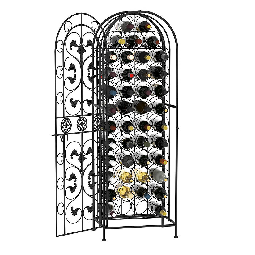 45 Bottle Modern Wine Organizer Decorative Portable Wrought Iron