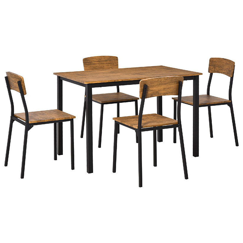 5 Piece Modern Industrial Dining Table and Chairs Set for Small