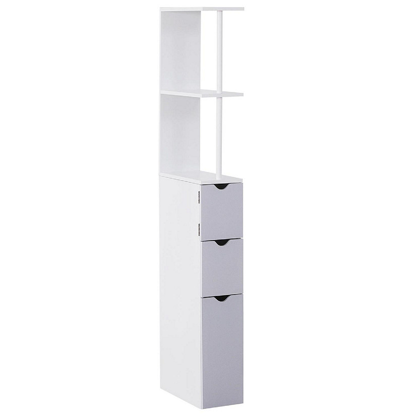 Costway Tall Bathroom Floor Cabinet Narrow Linen Tower with 2