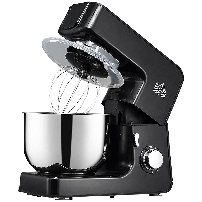 Bedstefar forstyrrelse Lingvistik HOMCOM 6 Qt Stand Mixer with 6+1P Speed 600W Tilt Head Kitchen Electric  Mixer with Stainless Steel Beater Dough Hook and Whisk for Baking Bread  Cakes and Cookies Black