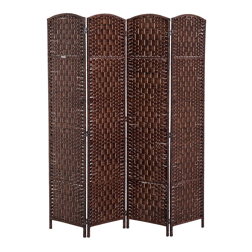 6' Tall Wicker Weave 4 Panel Room Divider Privacy Screen