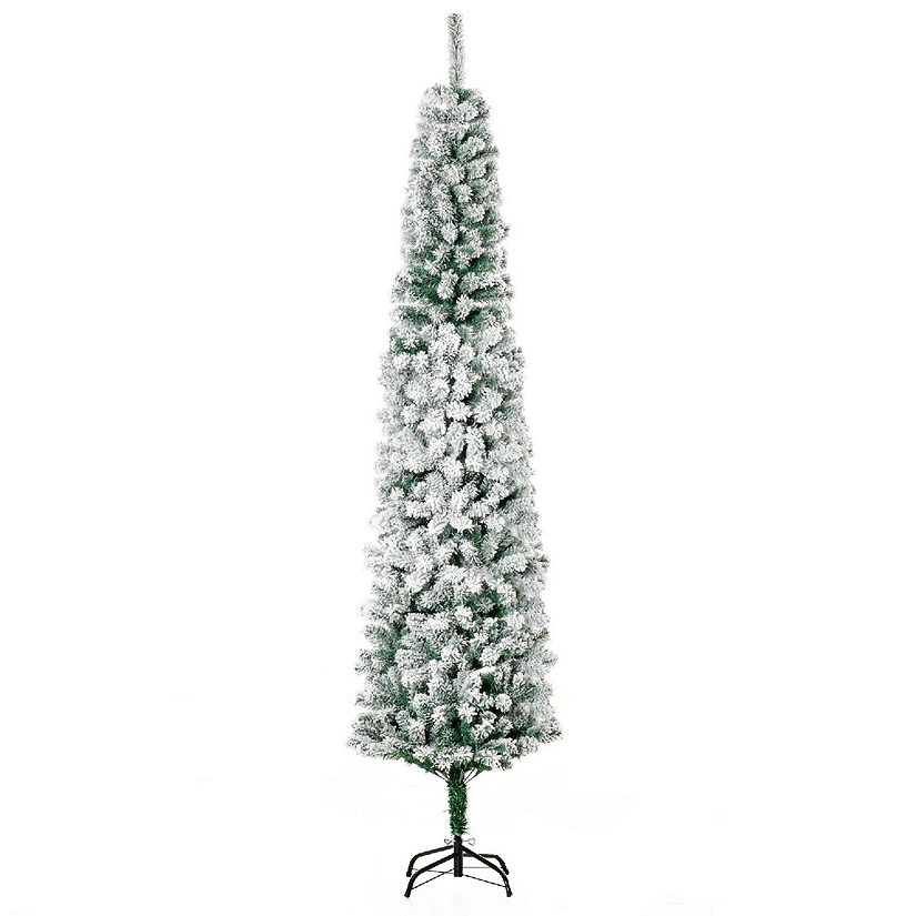 7ft Snow Flocked Christmas Tree with White Realistic Tips Unlit