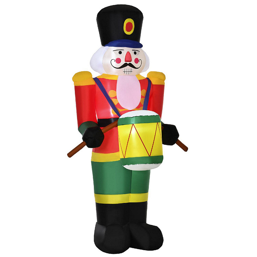HOMCOM 8 ft. Christmas Inflatable Toy Solider Playing Drums Outdoor ...