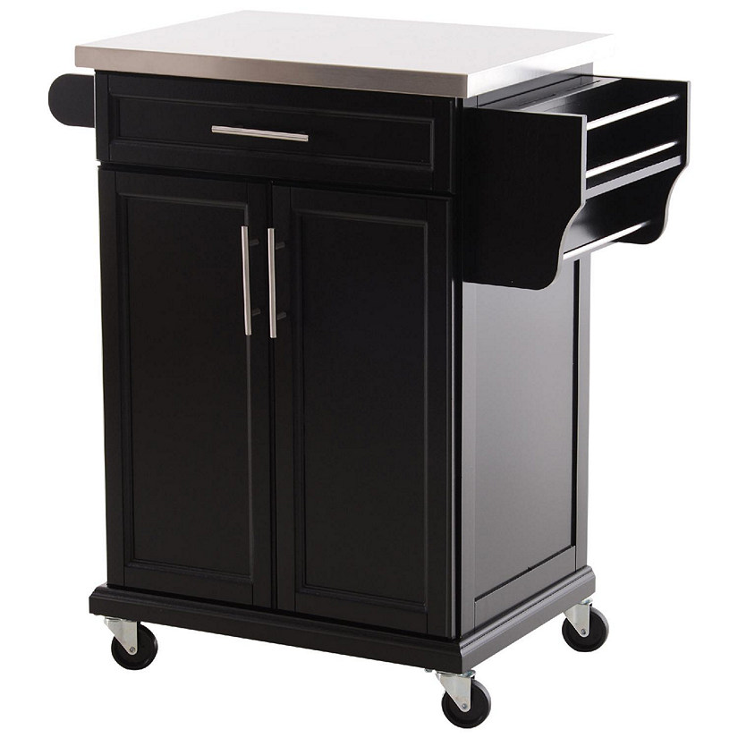 Black Rolling Kitchen Island With Spice Rack