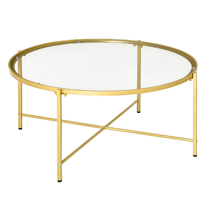 Gold 36" Tempered Glass Coffee Table