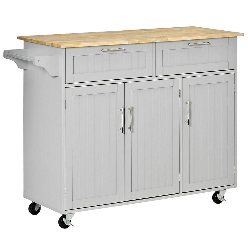 Grey 48" Rolling Kitchen Island Cart