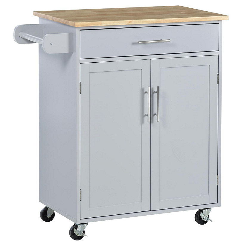 Homcom Grey Kitchen Island Rolling Cart Oriental Trading