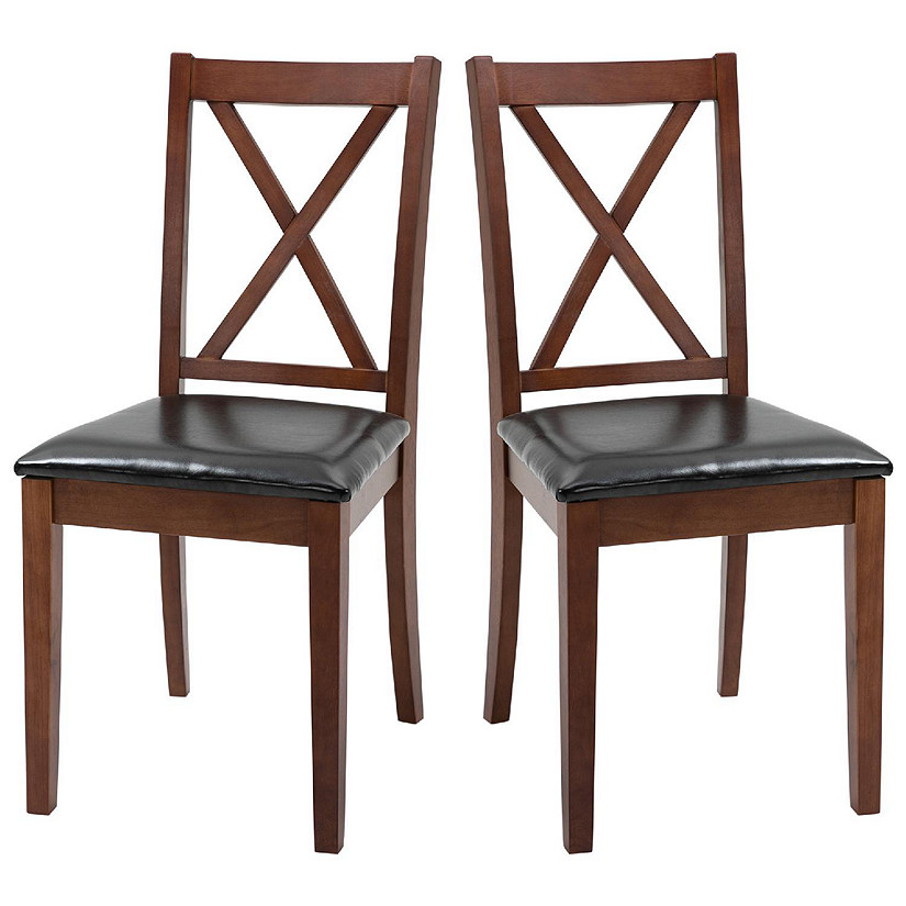 High Back Dining Chairs Set of 2 with PU Leather Upholstry and