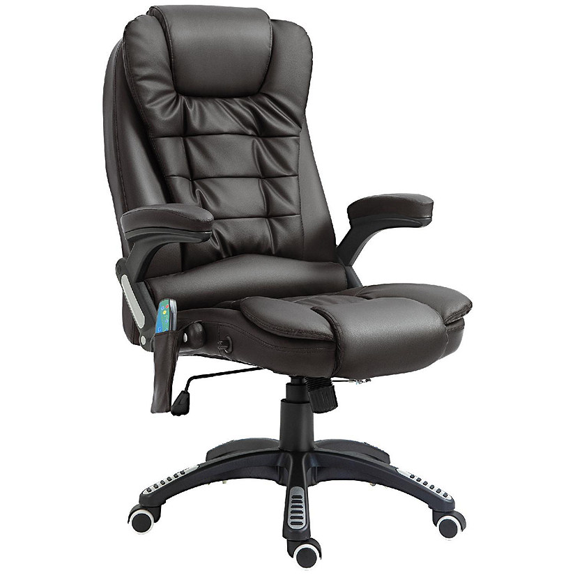 High Back Executive Massage Office Chair Faux Leather Heated Reclining Desk Chair with 6