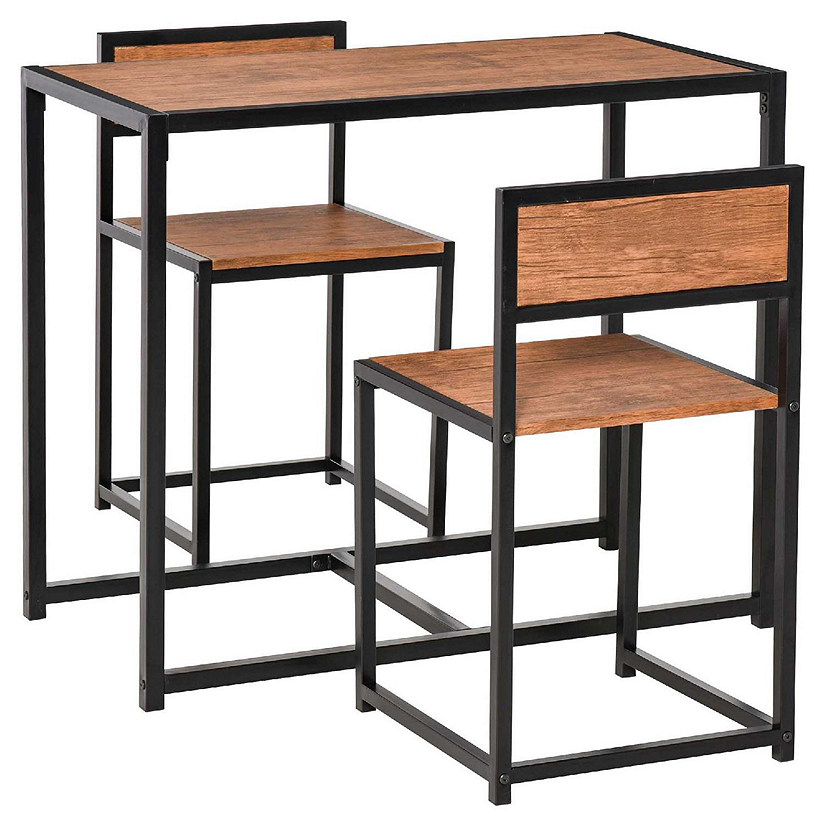 Industrial 3 Piece Dining Table and 2 Chair Set for Small Space in the Dining Room or Kitchen