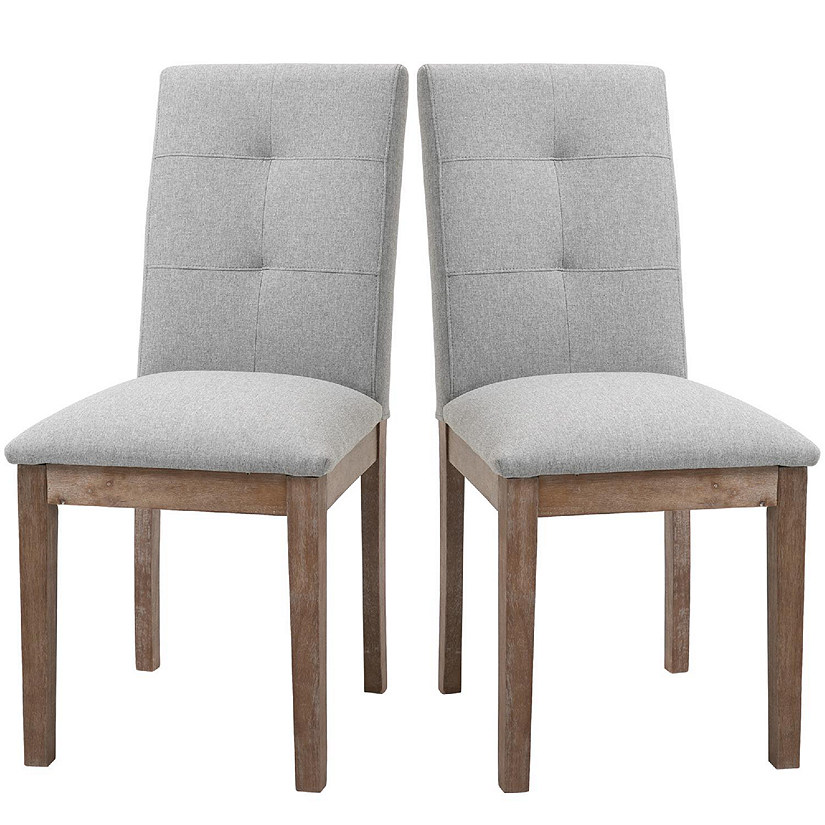 Linen High Back Dining Chairs Set of 2 with Armless Design and