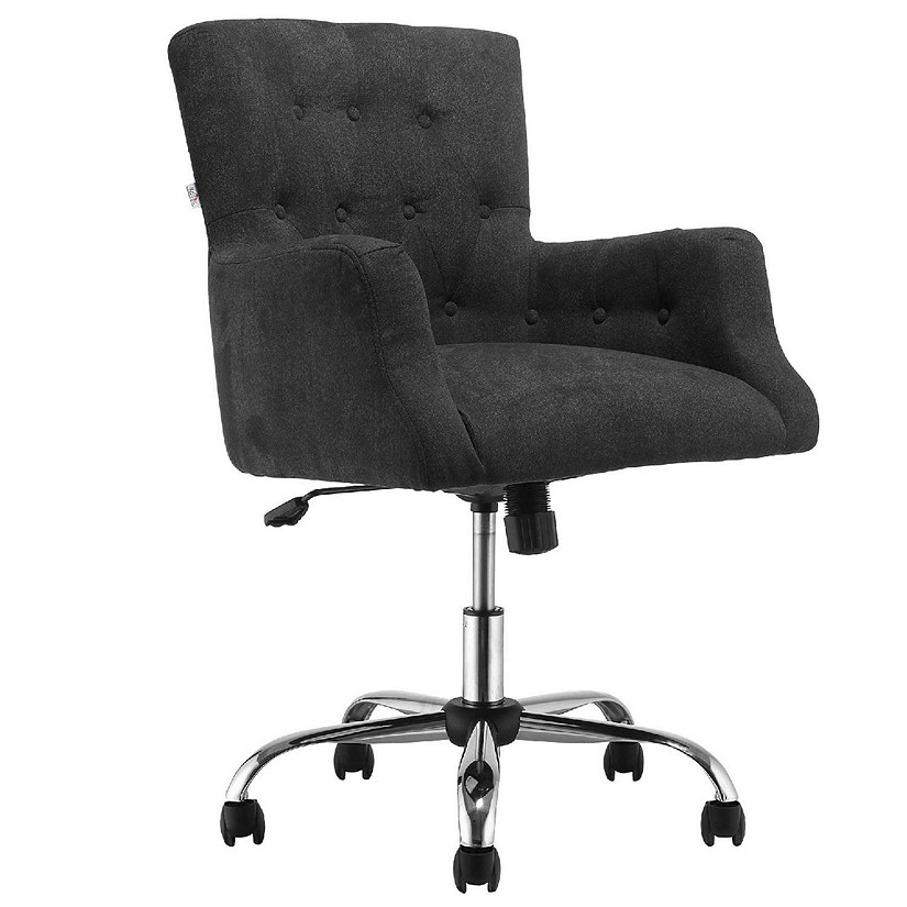 HOMCOM Mid Back Modern Home Office Chair with Tufted Button Design and ...