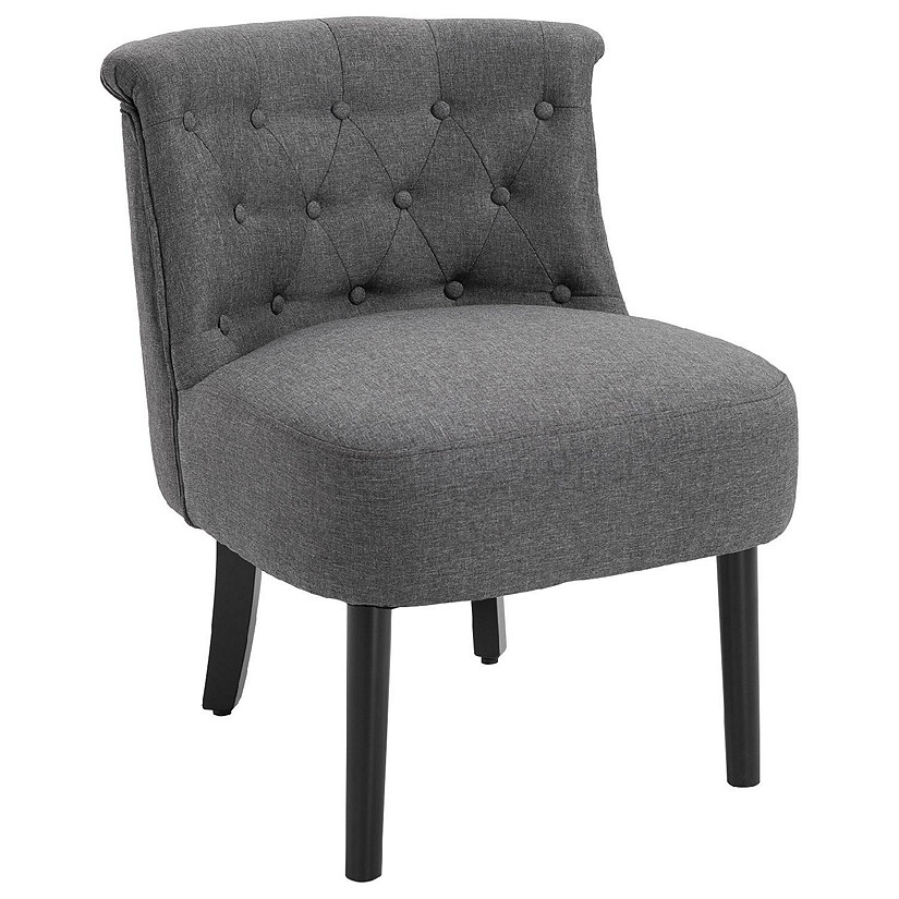 HOMCOM Small Button-Tufted Accent Chair Mid-Back Leisure Armchair