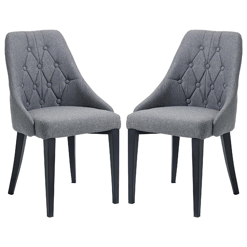 HOMCOM Modern Dining Chairs Set of 2 Button Tufted High Back Side ...