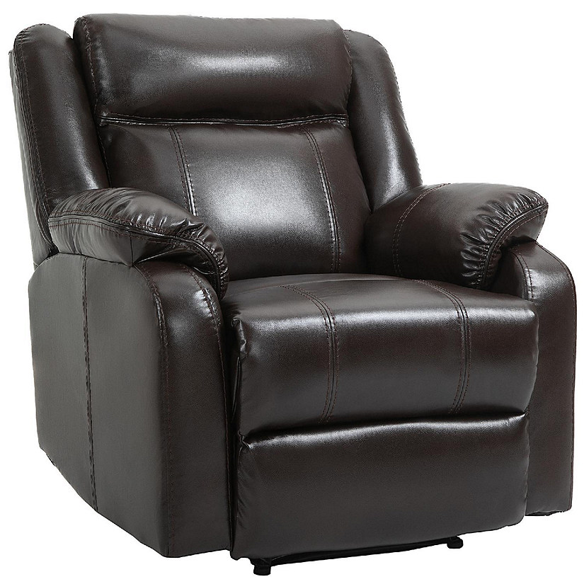 PU Leather Manual Recliner with Thick Padded Upholstered Cushion