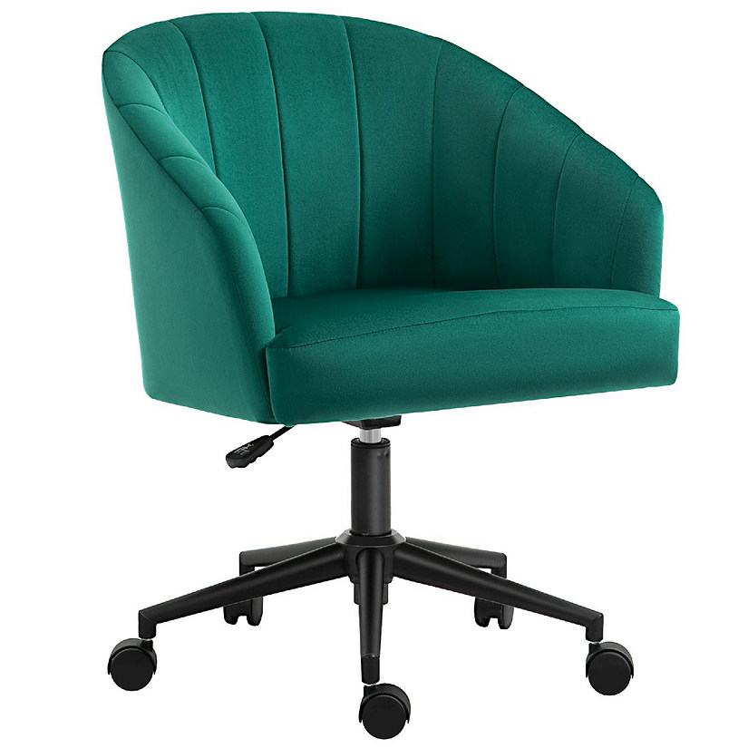 Retro Mid Back Swivel Fabric Computer Desk Chair Height