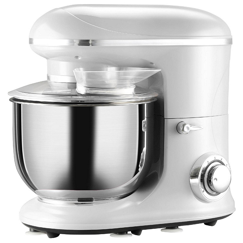 HOMCOM Stand Mixer with 6+1P Speed 600W Tilt Head Kitchen Electric Mixer  with 6 Qt Stainless Steel Mixing Bowl Beater Dough Hook and Splash Guard  for Baking Bread Cakes and Cookies Silver