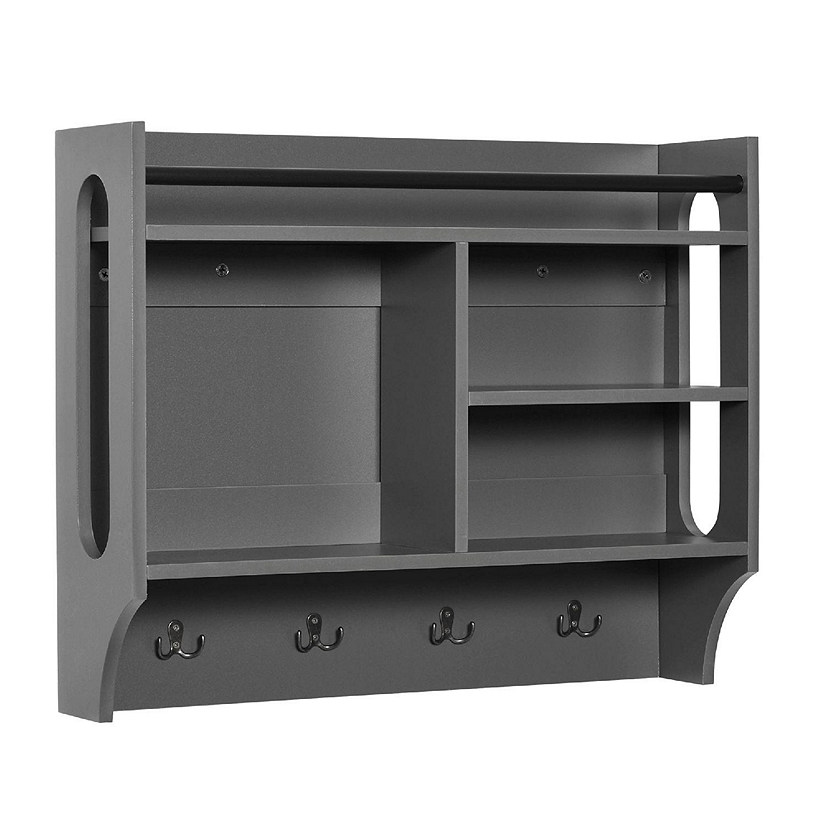 HOMCOM Wall Mounted Floating Storage Shelf with 4 Storage Units and 4 ...