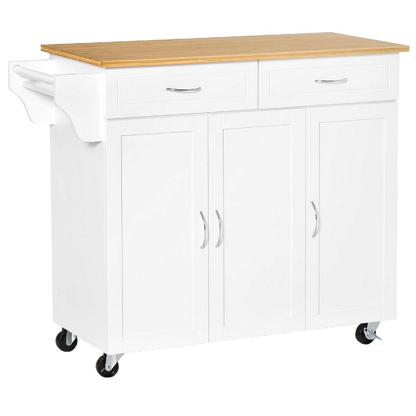 White Bamboo Countertop Kitchen Island