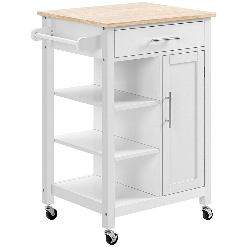 HOMCOM White Compact Kitchen Utility Cart | Oriental Trading