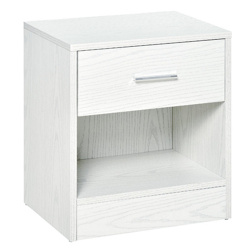 White Modern End Table with Drawer Oriental Trading