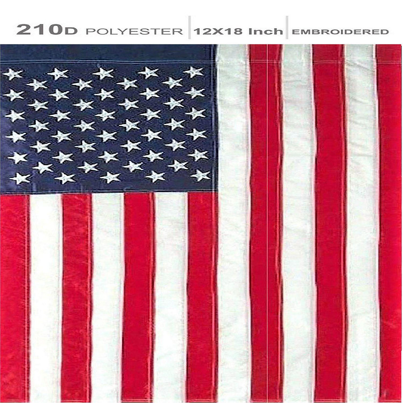 Home Decorative USA Garden Flag 210D Embroidered Polyester Stars and Sewn Stripes 12x18 Inch Image
