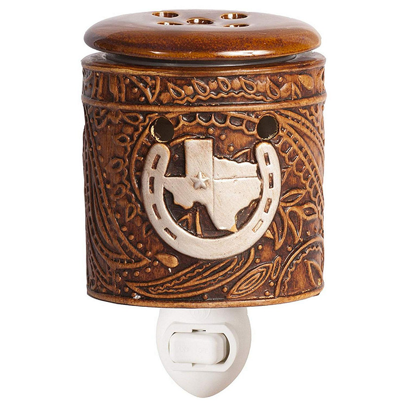 Home Fragrance Texas Leather Embossed Plug in Accent Wax Melt Warmer with 15 Watt Light Bulb Image