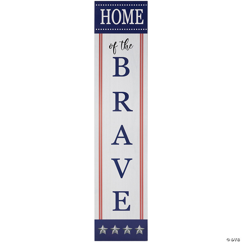 Home of the Brave Patriotic Wooden Porch Sign - 36" Image