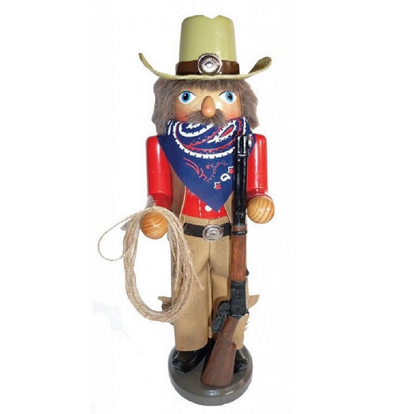 Home on the Range Western Ranger with Lasso Cowboy Christmas Nutcracker 15 Inch Image