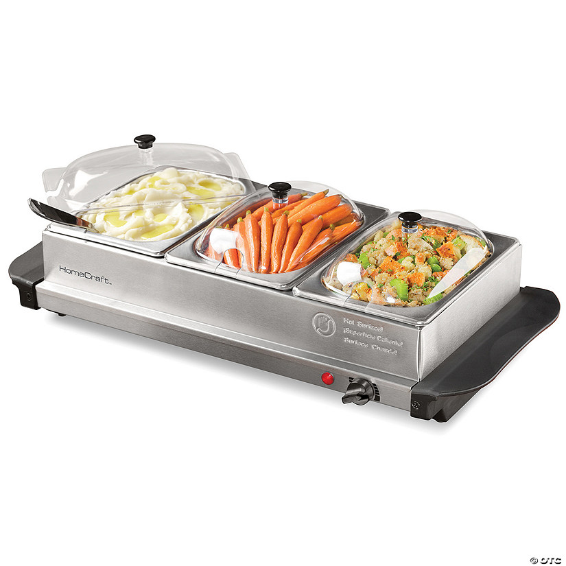 HomeCraft 3-Station 1.5-Quart Stainless Steel Buffet Server & Warming Tray Image