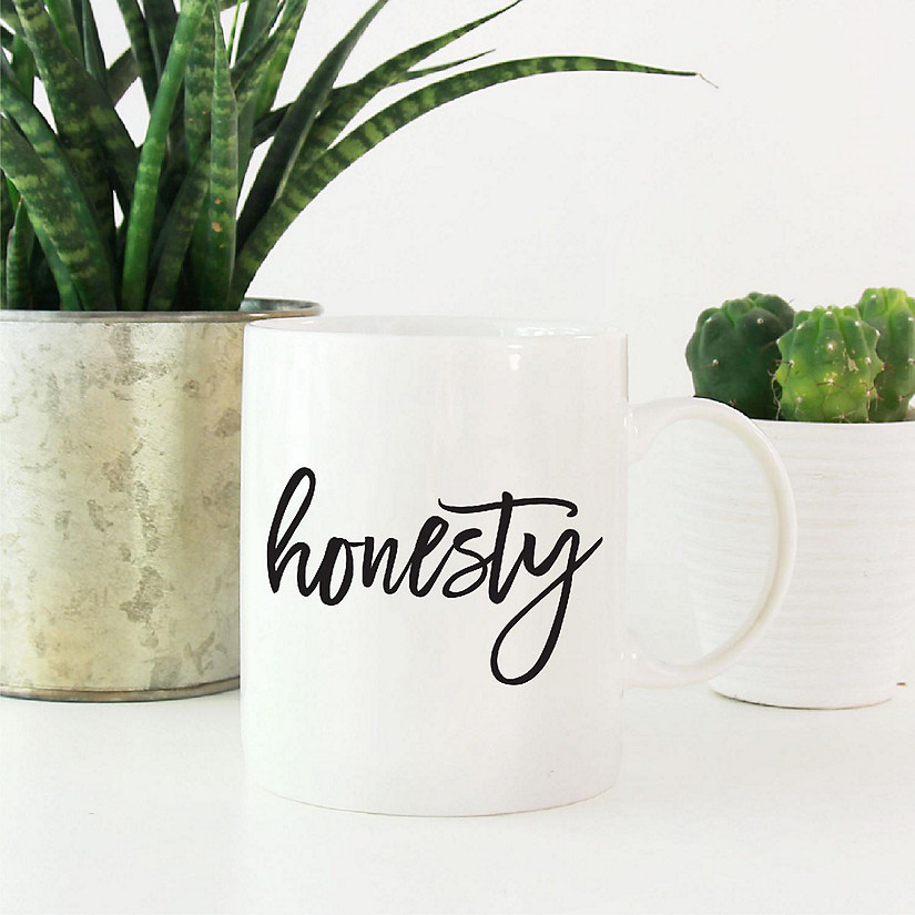 Honesty Black Calligraphy Ceramic Mug Image