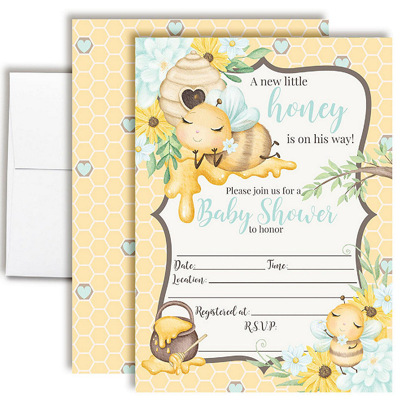 Honey Bee Boy Baby Shower Invitations Image