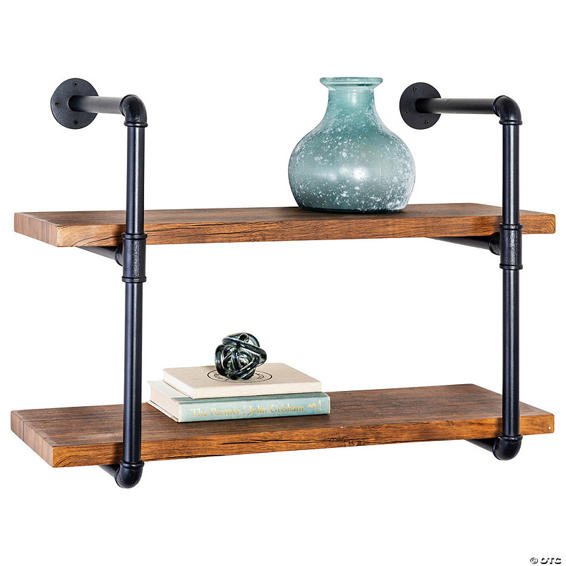 Honey Can Do 2Tier Industrial Wall Shelf Black Oriental Trading