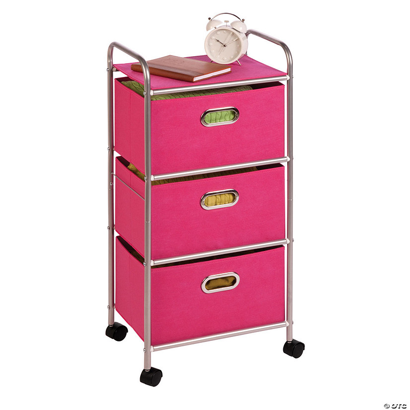 Honey Can Do 3 Drawer Rolling Cart - Pink Image