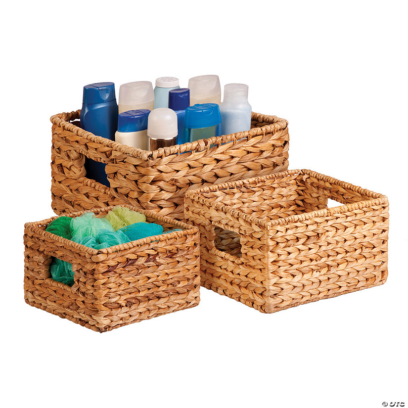 Honey Can Do 3 Piece Woven Nesting Storage Baskets with Handles - Water Hyacinth Image