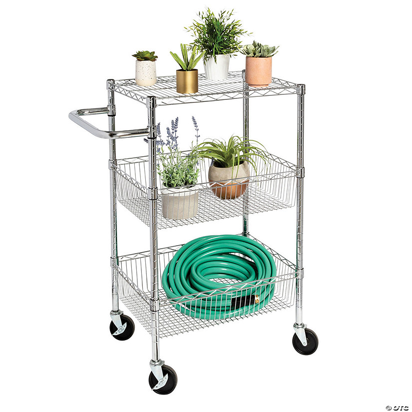 Honey Can Do 3 Shelf Storage Cart Chrome Oriental Trading