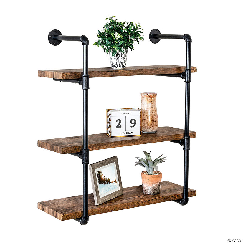 Honey Can Do 3Tier Industrial Wall Shelf Black