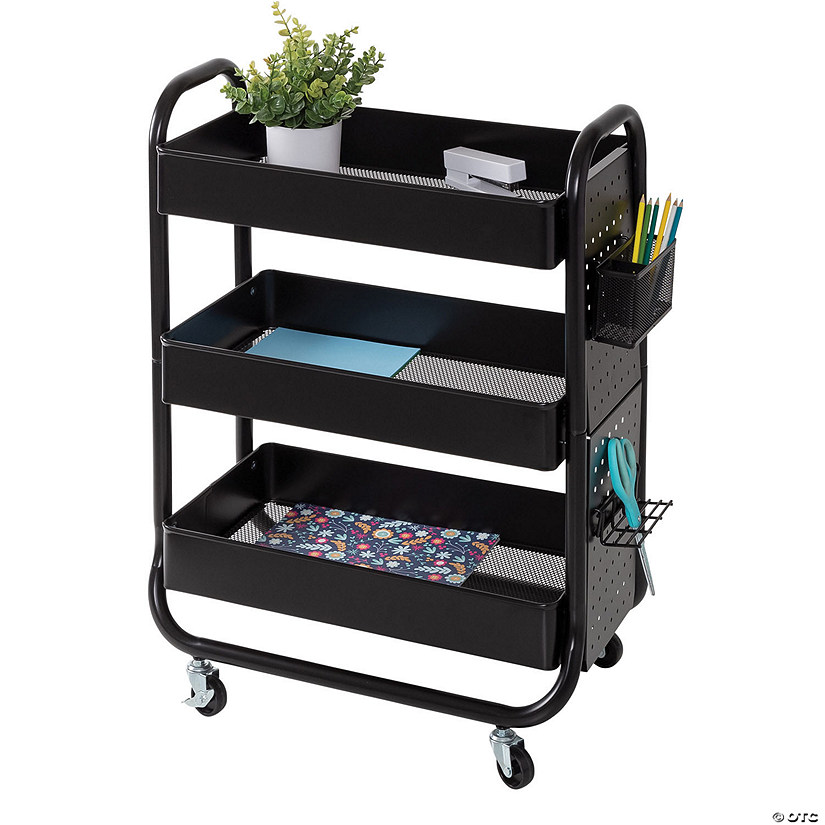 Honey-Can-Do 3-Tier Storage Rolling Cart With Accessories Image