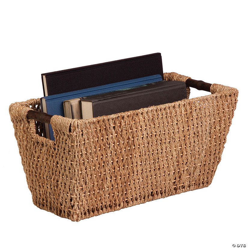 Honey Can Do Basket with Handles Large, Seagrass Oriental Trading