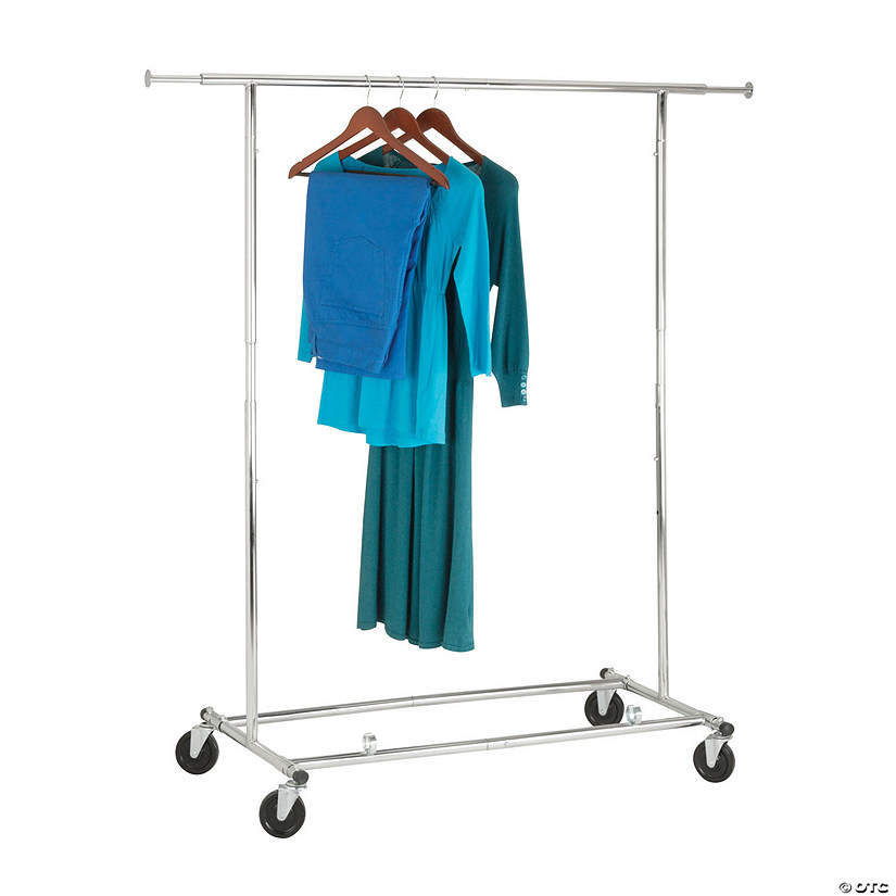 HoneyCanDo Collapsible Expandable Rolling Garment Rack, Chrome
